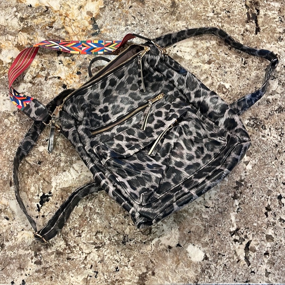 Leopard print backpack/purse